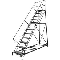 Safety Slope Rolling Ladder, 12 Steps, Perforated, 50° Incline, 120" High TGS INDUSTRIEL