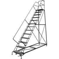 Safety Slope Rolling Ladder, 13 Steps, Perforated, 50° Incline, 130" High TGS INDUSTRIEL