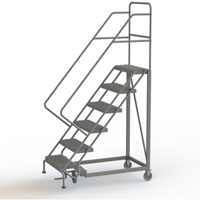 Safety Slope Rolling Ladder, 6 Steps, Serrated, 50° Incline, 60" High TGS INDUSTRIEL