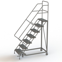 Safety Slope Rolling Ladder, 7 Steps, Serrated, 50° Incline, 70" High TGS INDUSTRIEL