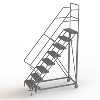 Safety Slope Rolling Ladder, 8 Steps, Serrated, 50° Incline, 80" High TGS INDUSTRIEL