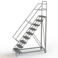 Safety Slope Rolling Ladder, 9 Steps, Serrated, 50° Incline, 90" High TGS INDUSTRIEL