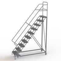 Safety Slope Rolling Ladder, 10 Steps, Serrated, 50° Incline, 100" High TGS INDUSTRIEL