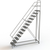 Safety Slope Rolling Ladder, 13 Steps, Serrated, 50° Incline, 130" High TGS INDUSTRIEL