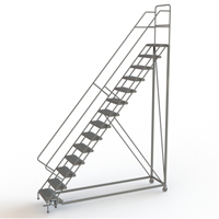 Safety Slope Rolling Ladder, 14 Steps, Serrated, 50° Incline, 140" High TGS INDUSTRIEL