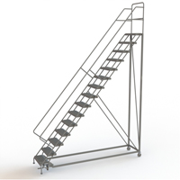 Safety Slope Rolling Ladder, 15 Steps, Serrated, 50° Incline, 150" High TGS INDUSTRIEL