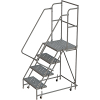 Escabeaux roulants &agrave; dessus profond, 4 marches, Largeur de la marche 16", Hauteur de la plateforme 40", Acier TGS INDUSTRIEL