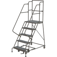 Escabeaux roulants &agrave; dessus profond, 5 marches, Largeur de la marche 16", Hauteur de la plateforme 50", Acier TGS INDUSTRIEL