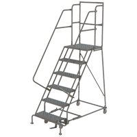 Escabeaux roulants &agrave; dessus profond, 7 marches, Largeur de la marche 16", Hauteur de la plateforme 70", Acier TGS INDUSTRIEL
