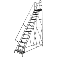 Escabeaux roulants &agrave; dessus profond, 14 marches, Largeur de la marche 24", Hauteur de la plateforme 140", Acier TGS INDUSTRIEL
