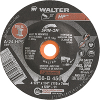 HP Spin-On Grinding Wheel, 4-1/2" x 1/4", 5/8"-11 Arbor, Type 27S TGS INDUSTRIEL