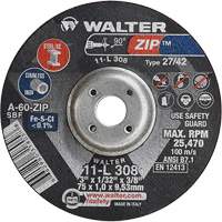Zip Cutting and Grinding Wheel, 3" x 1/13", 3/8" Arbor, Type 27, 60 Grit, Aluminum Oxide TGS INDUSTRIEL