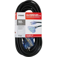 Cordon rallonge All-Rubber, Ext&eacute;rieur, SJOOW, AWG 12/3, 15 A, 3 prise(s), 50' TGS INDUSTRIEL